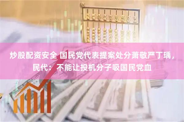 炒股配资安全 国民党代表提案处分萧敬严丁瑀，民代：不能让投机分子吸国民党血